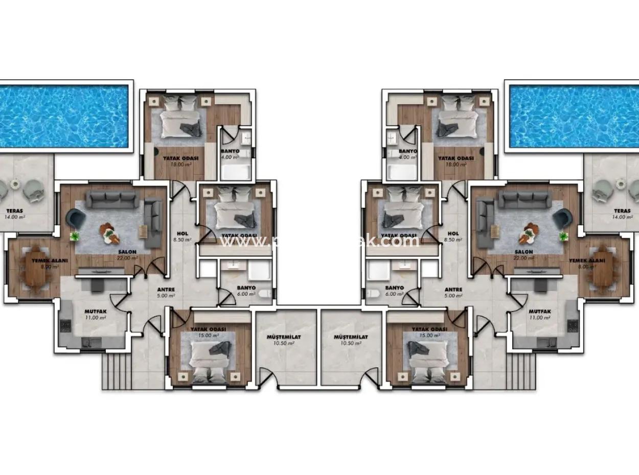 Muğla Ortacada Sarigerme Und Zentrum In Der Nähe Von 3 1 Villa Zum Verkauf