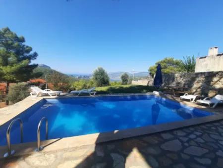 Muğla Dalyan Gökbelde Meerblick, Swimmingpool, 1800 M2 Land 2 1 Möbliertes Steinhaus Zum Verkauf