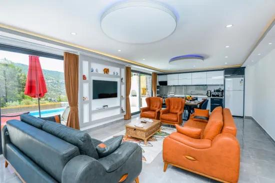 Antalya, Kaş, Kalkan, In İslamlar 1.000 M2 Detached Title Deed Partially Sea View House For Sale