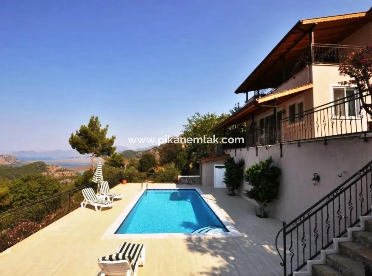 Mugla Dalyan Gökbel Holiday Pleasure In Villa With Swimming Pool Overlooking The Sea