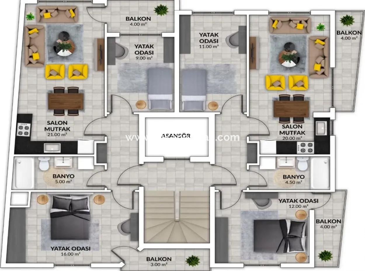 2+ 1 Zero Apartments For Sale With Façade On Mugla Ortacada Dalyan Road