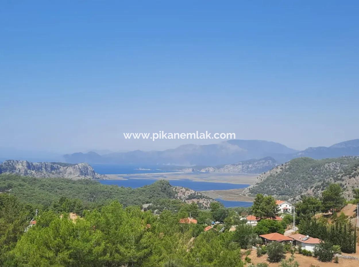 Dalyan Gökbelde Lake And Sea View Detached Title Deed For Sale 82 M2 Land For Sale