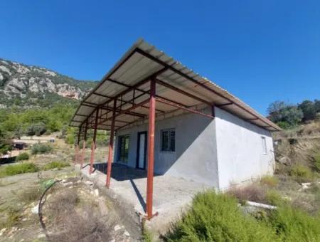 On 763 M2 Land In Ortaca Gökbel, Rough Construction 70 M2, 2 1 Prefabricated House For Sale